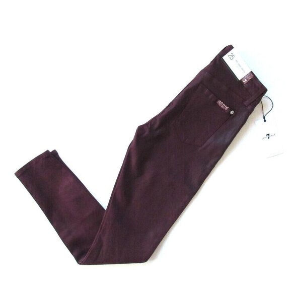 NWT 7 For All Mankind The Skinny Ankle in Bordeaux Coated Stretch Jeans 25 - Picture 3 of 5